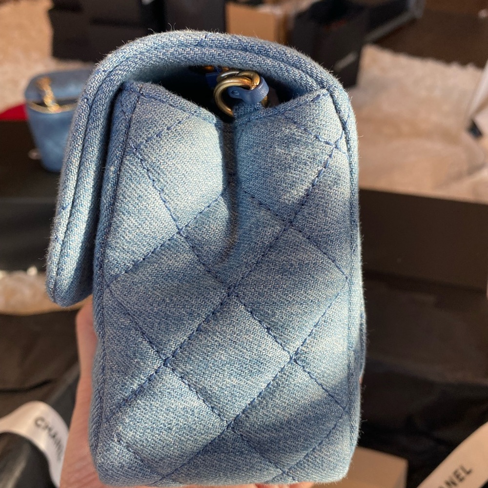 Authentic Chanel Pearl Crush Denim Mini - Picture 4 of 5